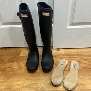 Hunter Original Tour Packable Tall Rain Boot with Shearling inserts